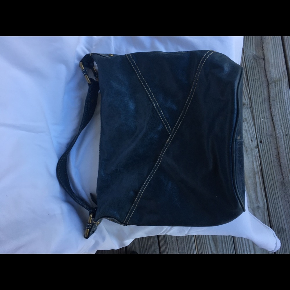 Blue Wilson Leather Bucket Style Shoulder Bag